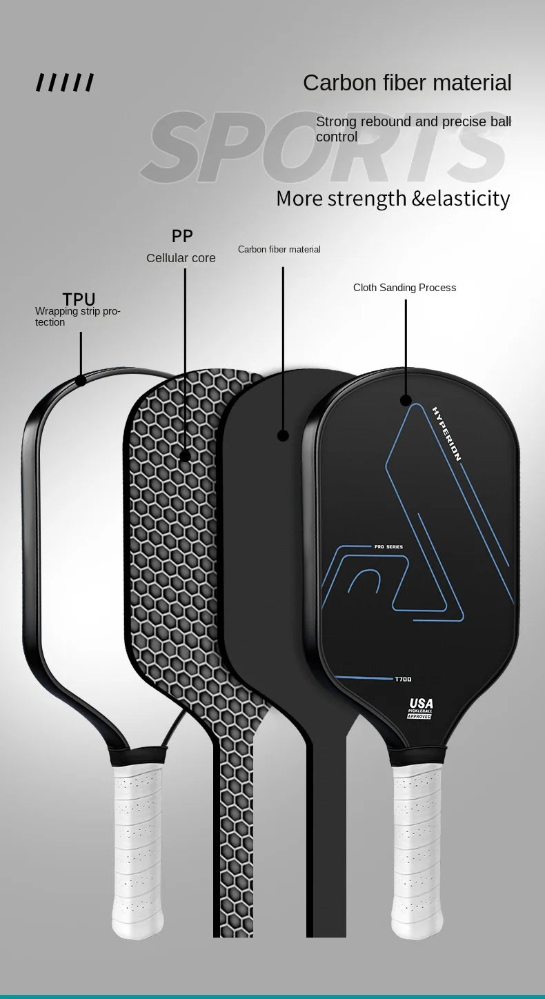 Carbon Fiber T700 3K Professional Pickleball Paddle – Event-Grade Full Set